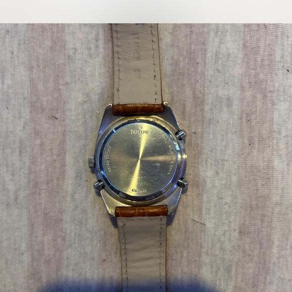 Vintage Caravelle by Bulova 43C11 Alarm Chronograph Ana-Digi Watch. Genuine leat - Picture 3 of 4